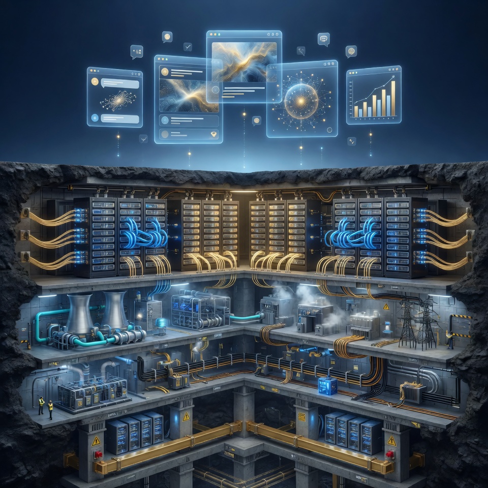 Cutaway view of professional U.S. data center infrastructure where customer hardware is hosted