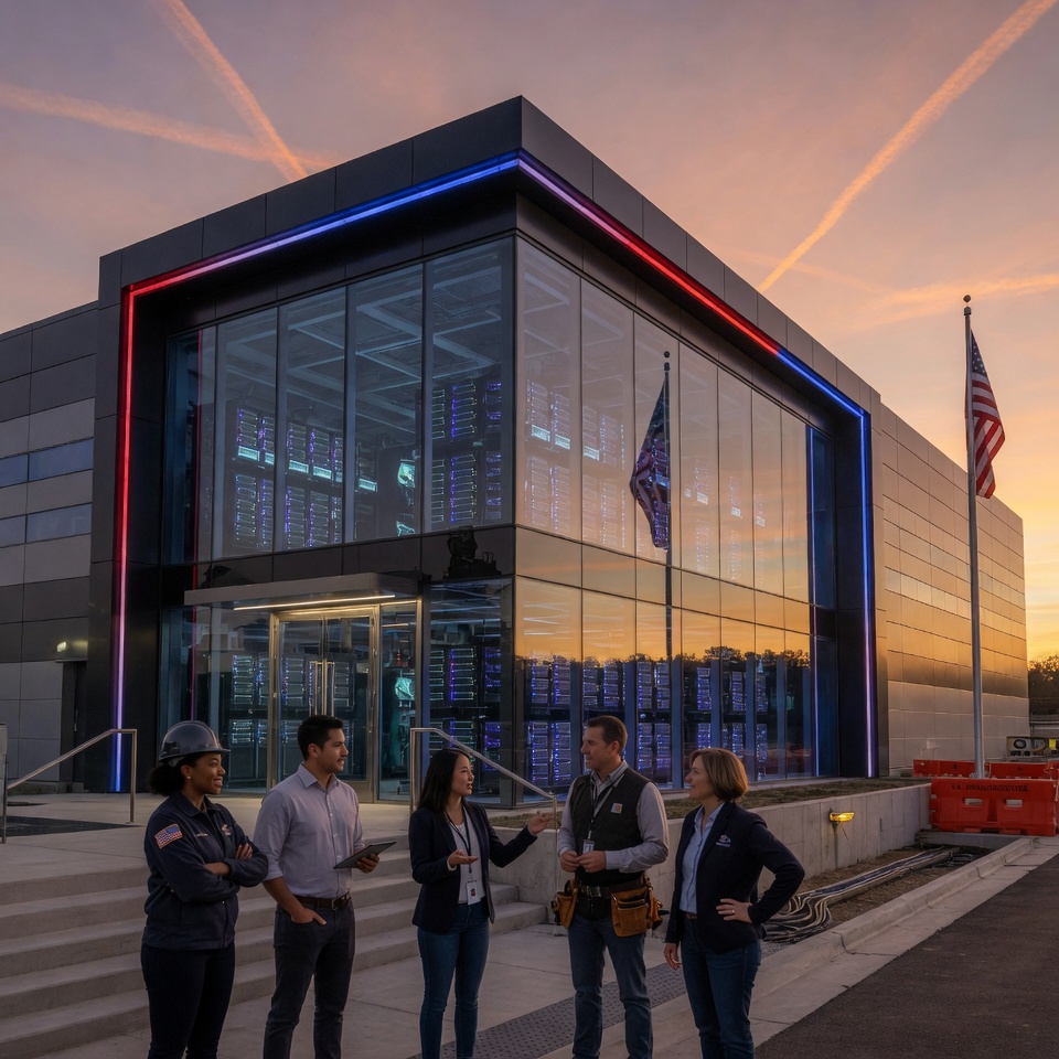 Exterior of a professional U.S. data-center facility where customer hardware is operated